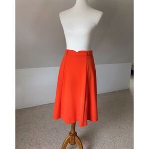 ASOS Red Orange Cotton High Waisted Midi Skirt